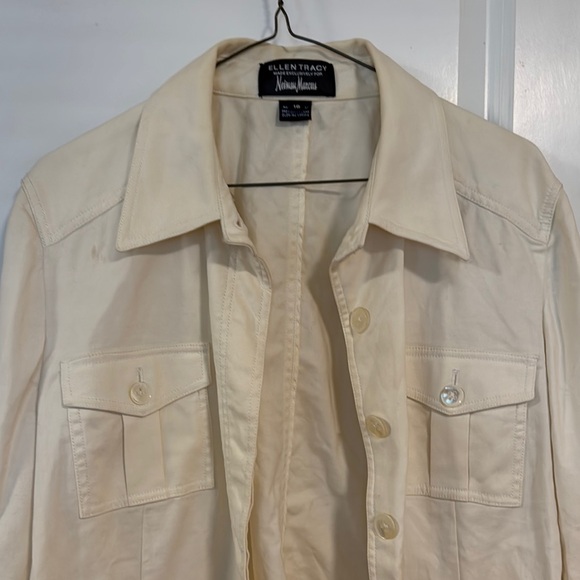 Ellen Tracy Cream Utility Jacket Lightweight Versatile - Picture 1 of 4